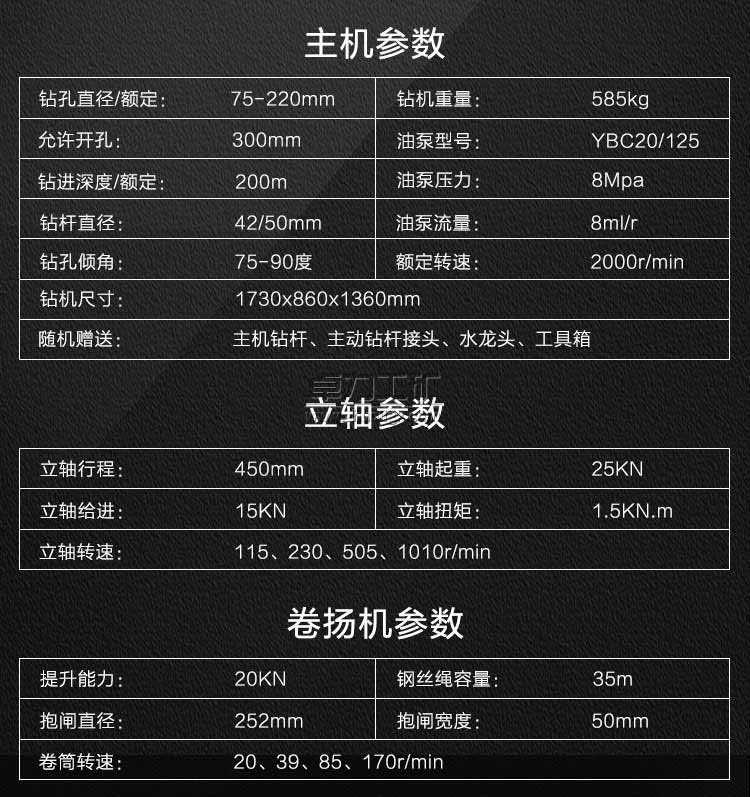 GK-200型巖心鉆機(jī) 參數(shù)